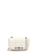 Women's Cream Long Strap Quilted Mini Crossbody Bag | Derimod