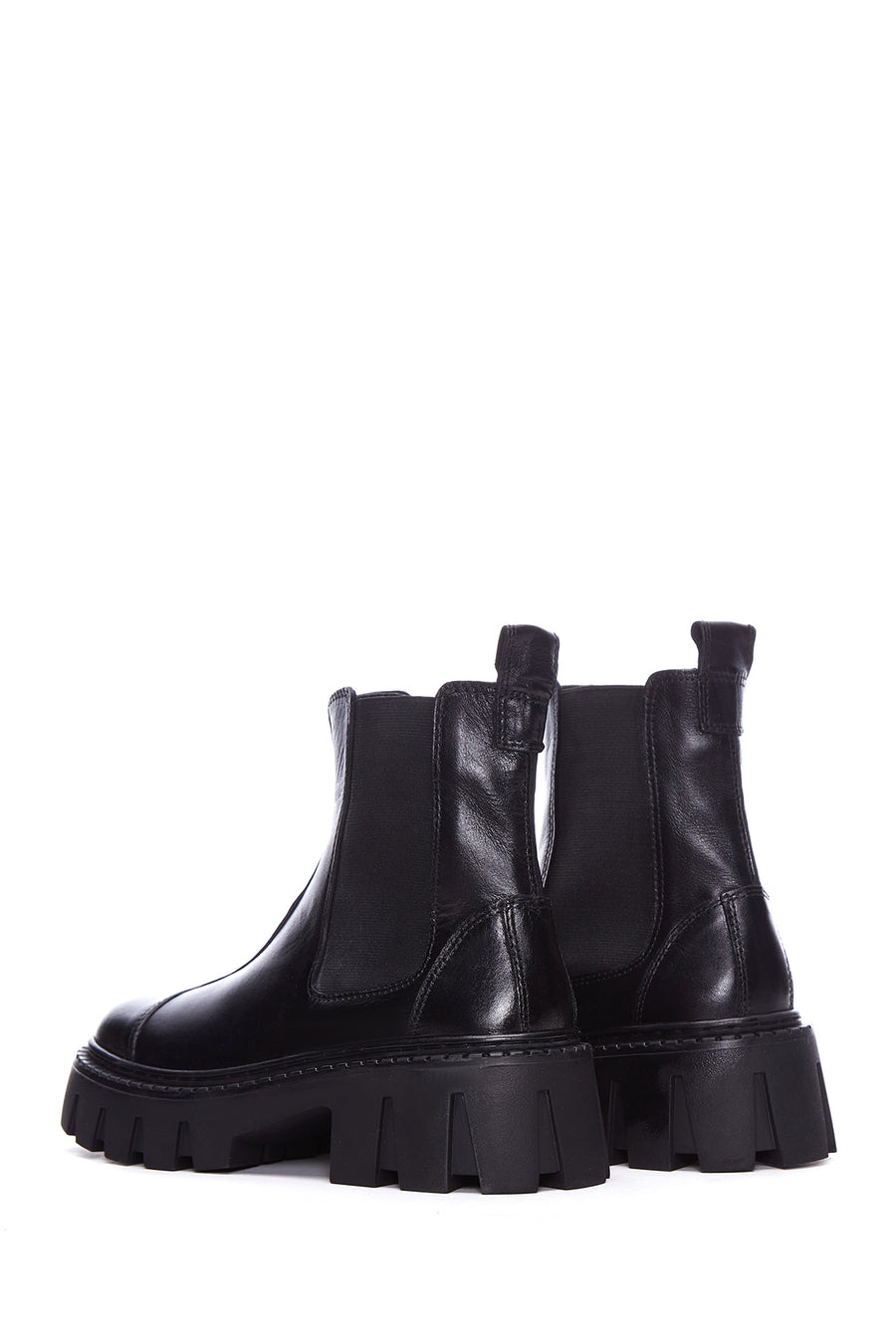 Women's Black Thick Soled Leather Chelsea Boots