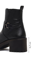 Women's Black Zippered Thick Heeled Boots | Derimod