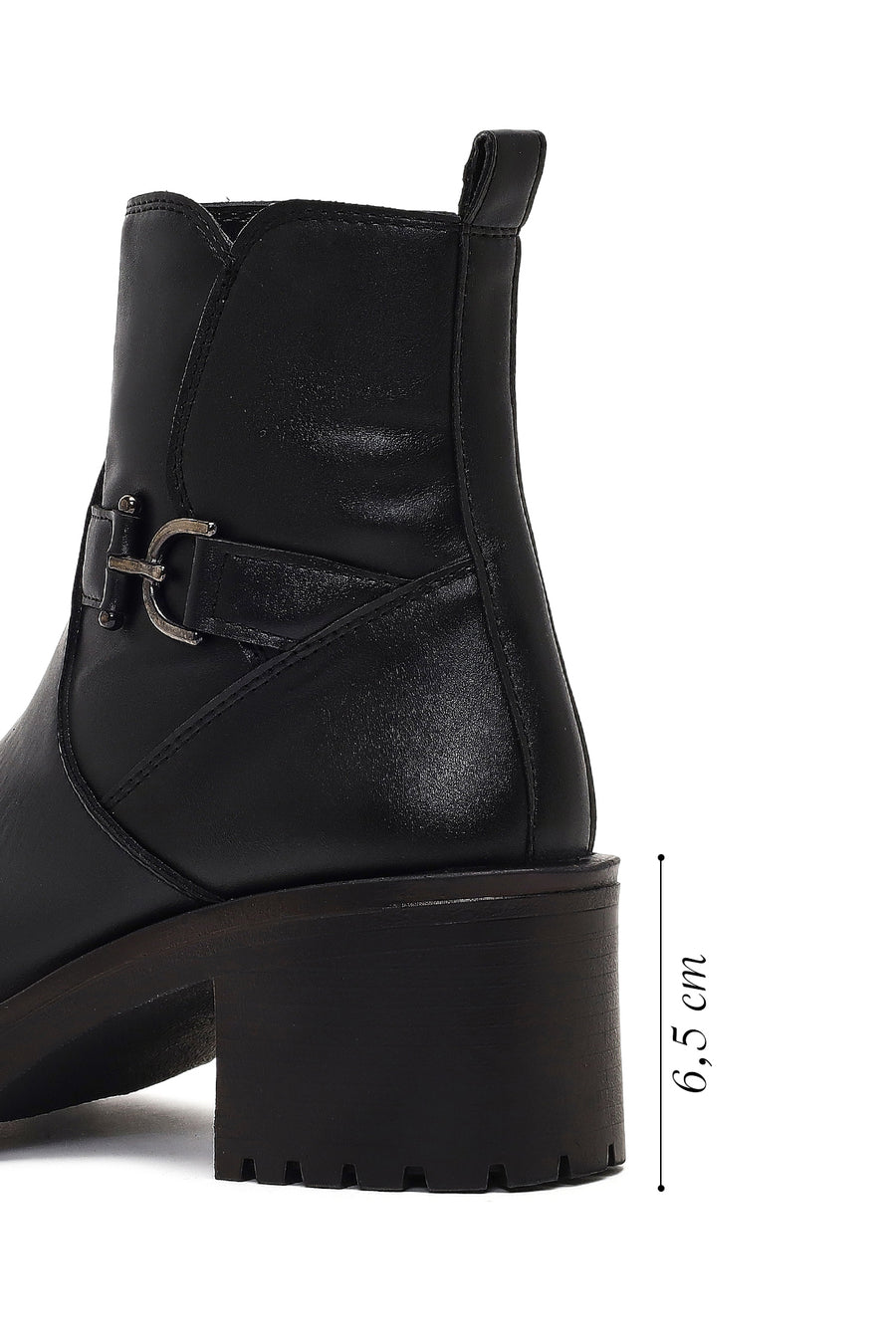 Women's Black Zippered Thick Heeled Boots