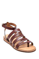 Women's Casual Leather Sandals with Flip Flop Detail | Derimod