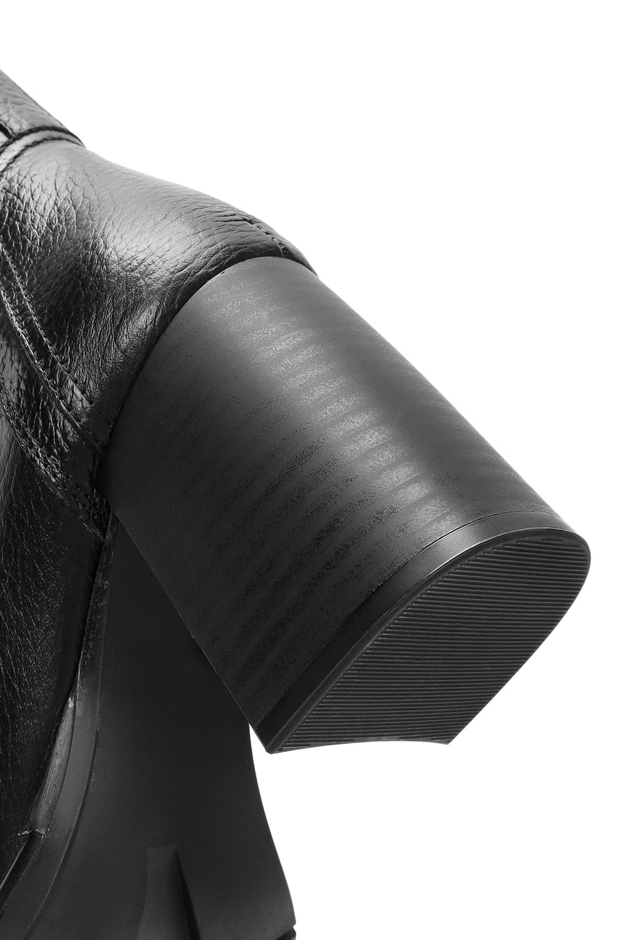 Woman Black Chunky Heels Leather Chelsea Boots