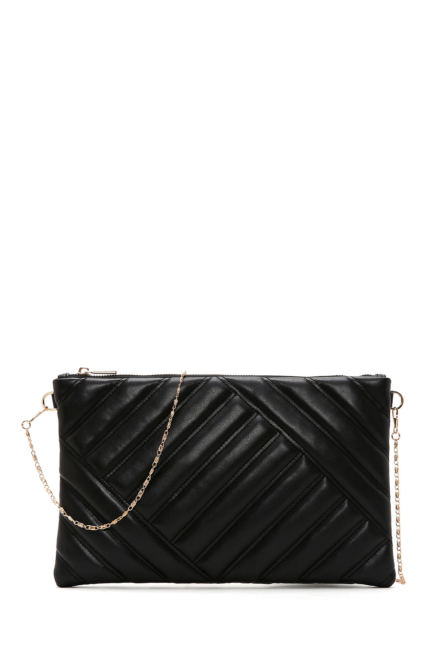 Women's Black Long Chain Strap Quilted Clutch Bag 25SBD2201KP | Derimod