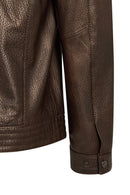 Oscar Male Brown Zippered Leather Jacket | Derimod