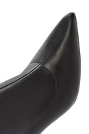 Women's Black Zippered Thin Heeled Leather Boots | Derimod