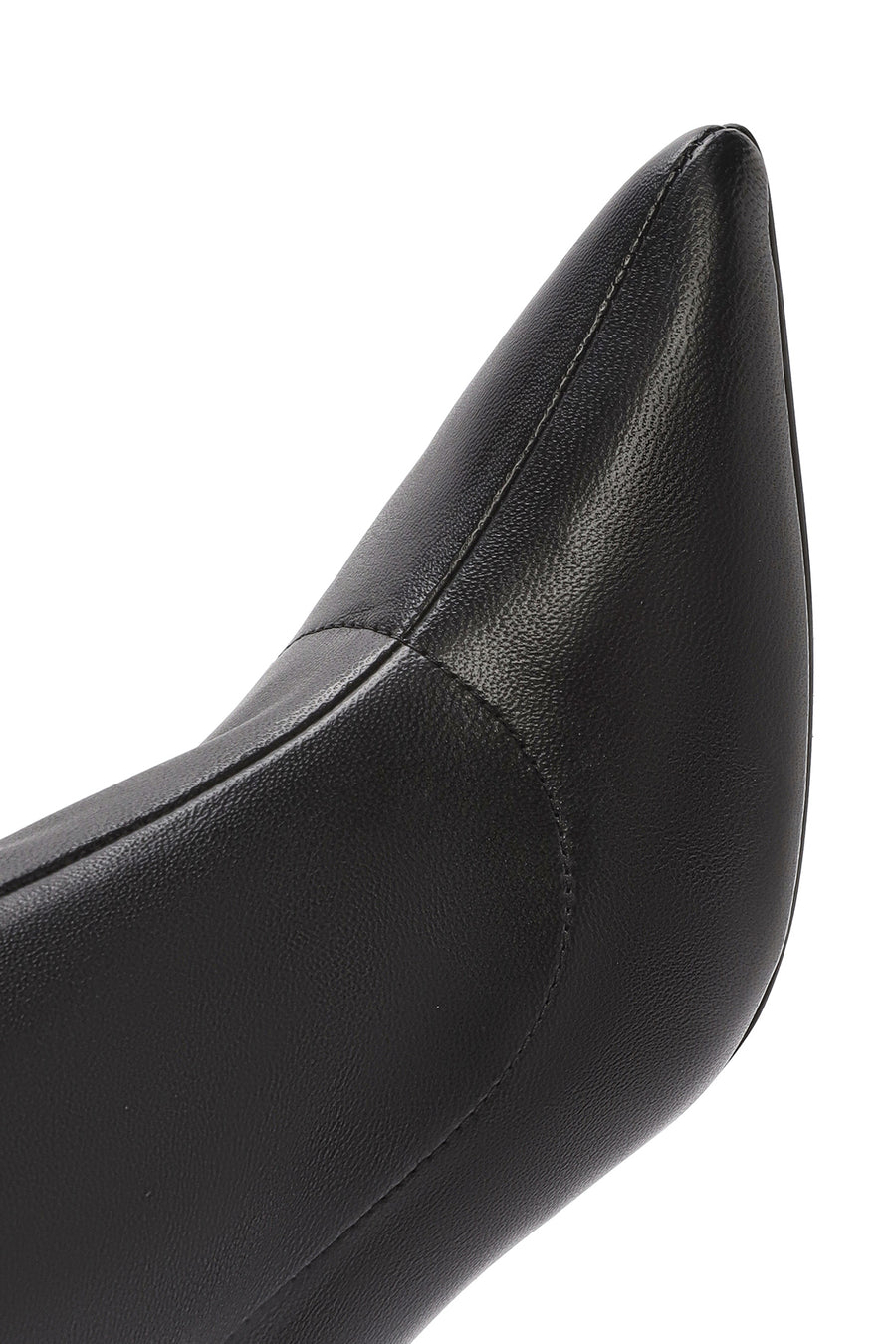 Women's Black Zippered Thin Heeled Leather Boots