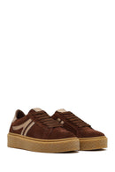 Woman Brown Lace-Up Suede Leather Sneaker | Derimod