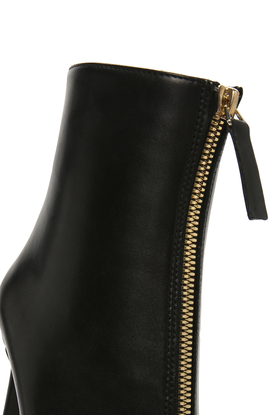 Women's Black Zippered Thin Heeled Leather Boots