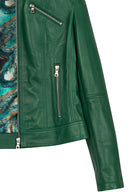 Sonia Woman Green Short Leather Jacket | Derimod