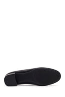 Women's Black Short Thick-Heeled Leather Shoes | Derimod