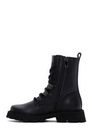 Women's Black Leather Zippered Boots | Derimod