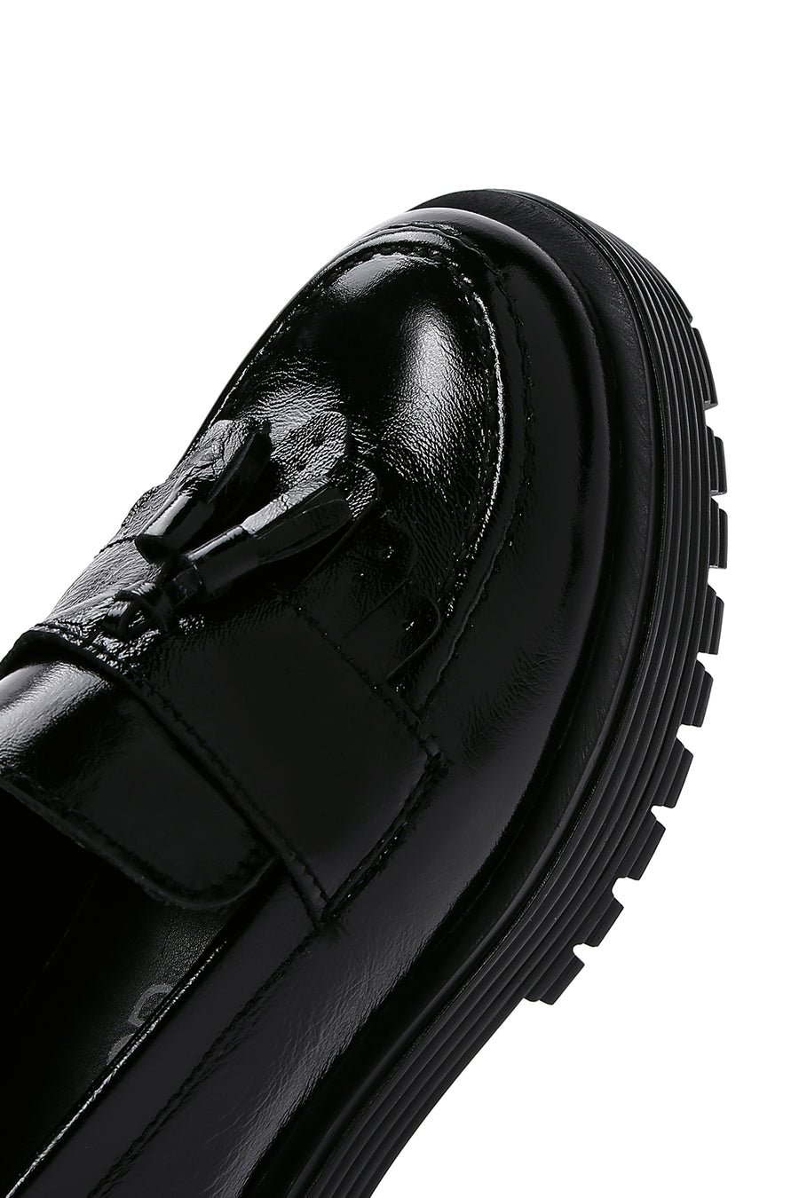 Women's Black Tassel Leather Masculine Loafer