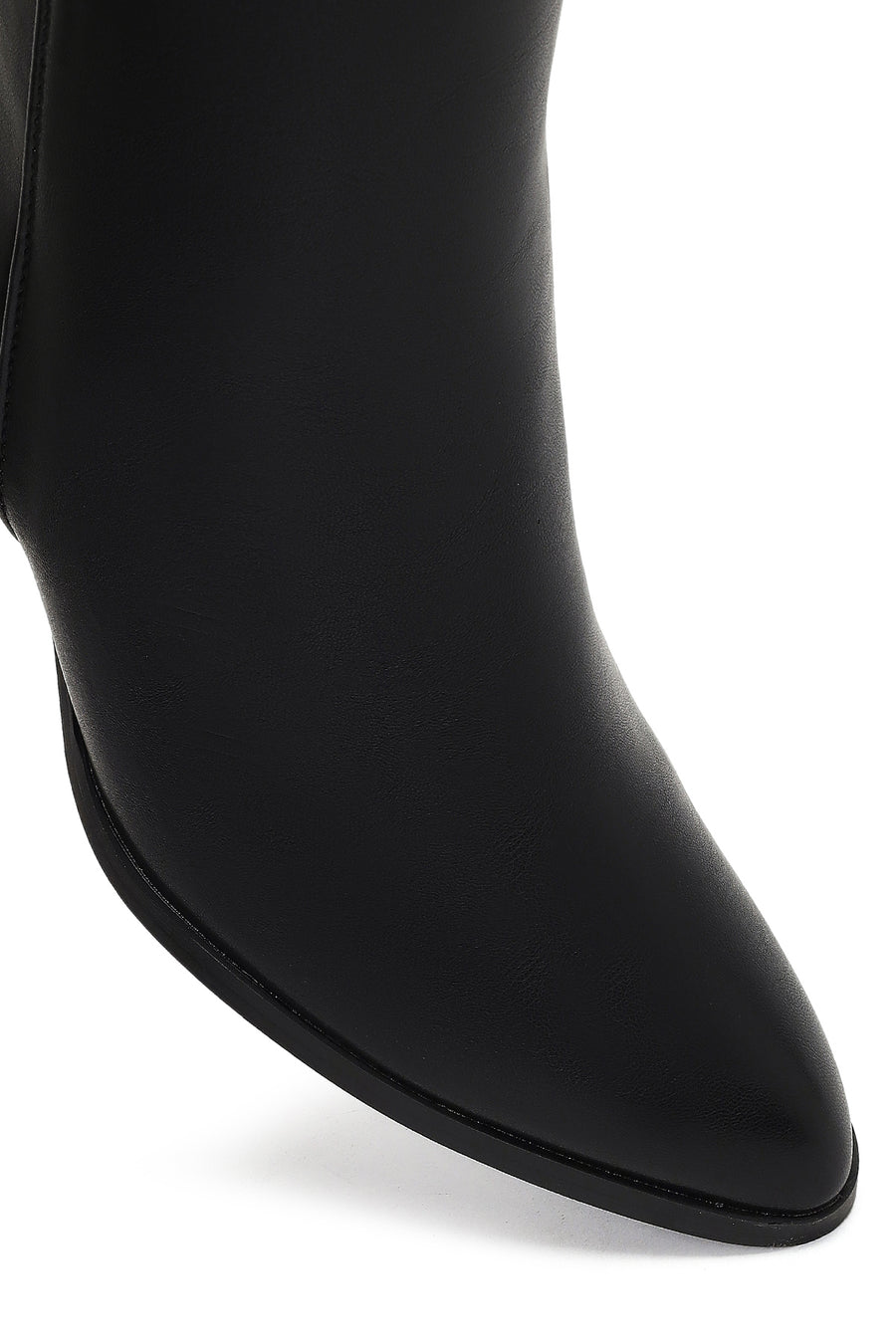 Women's Black Zippered Patterned Thick Heeled Boots