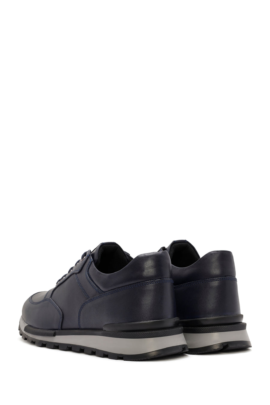 Men's Navy Blue Lace-up Leather Casual Sneaker