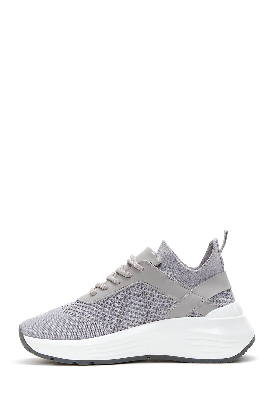 Kadın Gri Kalın Tabanlı Kumaş Sneaker