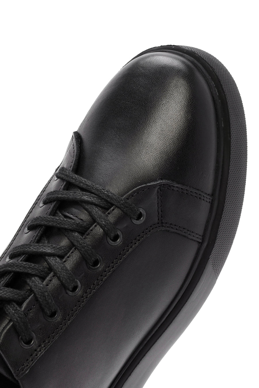 Men's Black Lace-up Leather Sneaker
