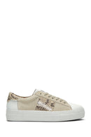 Women's Mink Leather Patterned Sneaker | Derimod