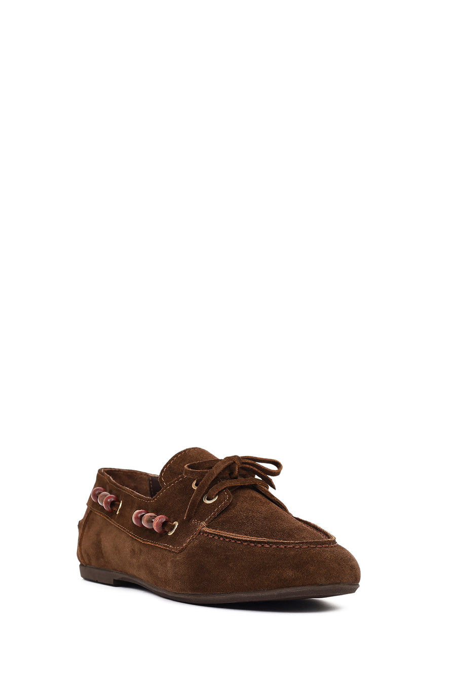 Women's Brown Suede Leather Loafer with Accessory Details