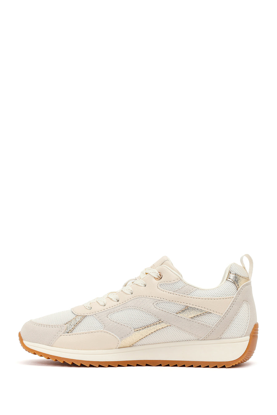 Women's Beige Lace-Up Sneakers