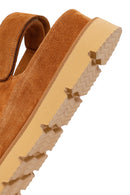 Woman Tan Strappy Thick-Soled Suede Sandal | Derimod