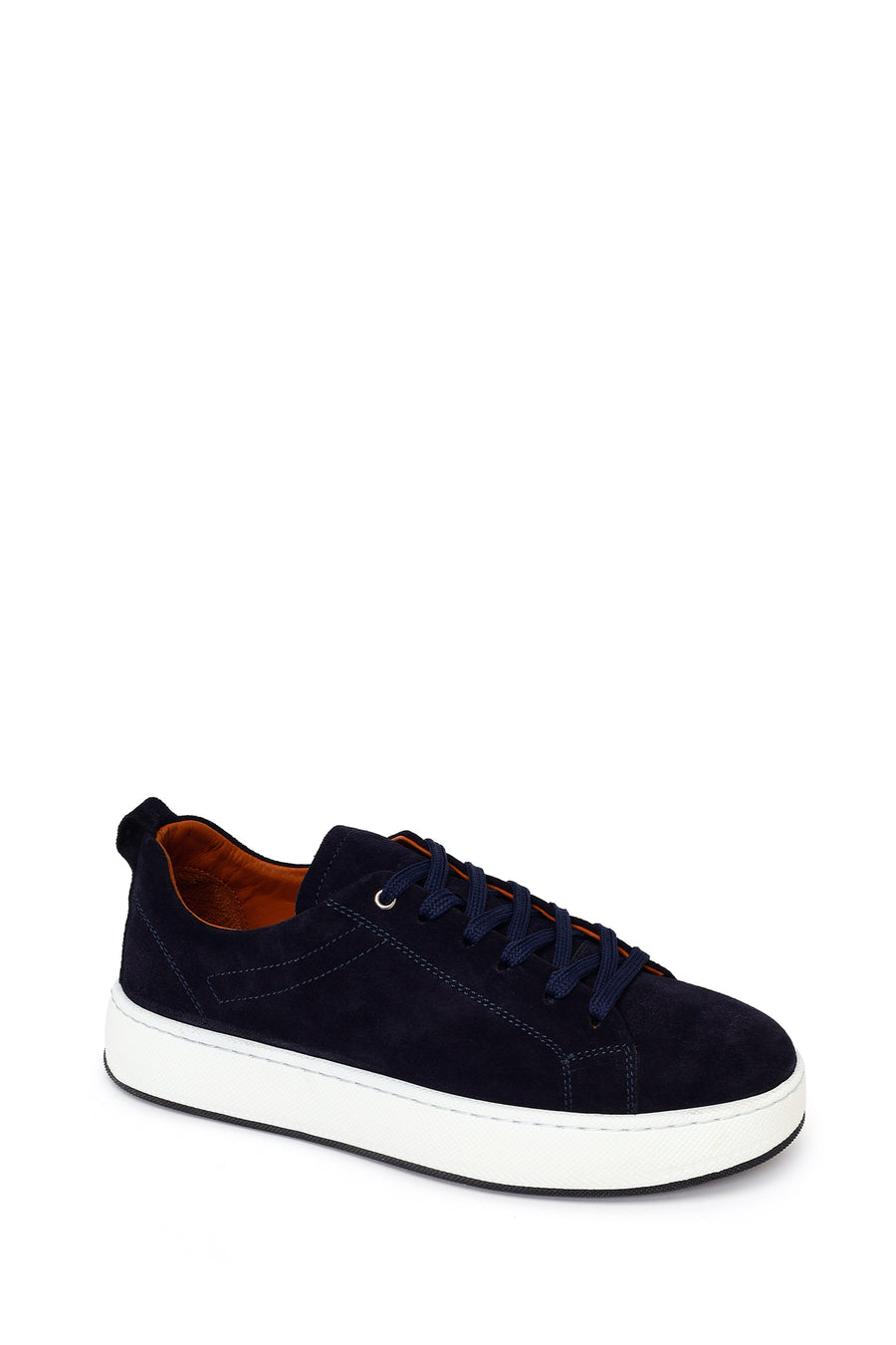 Erkek Lacivert Bağcıklı Süet Deri Sneaker