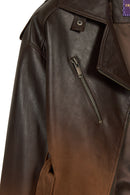Soho Woman Brown Short Oversize Biker Suede Jacket | Derimod