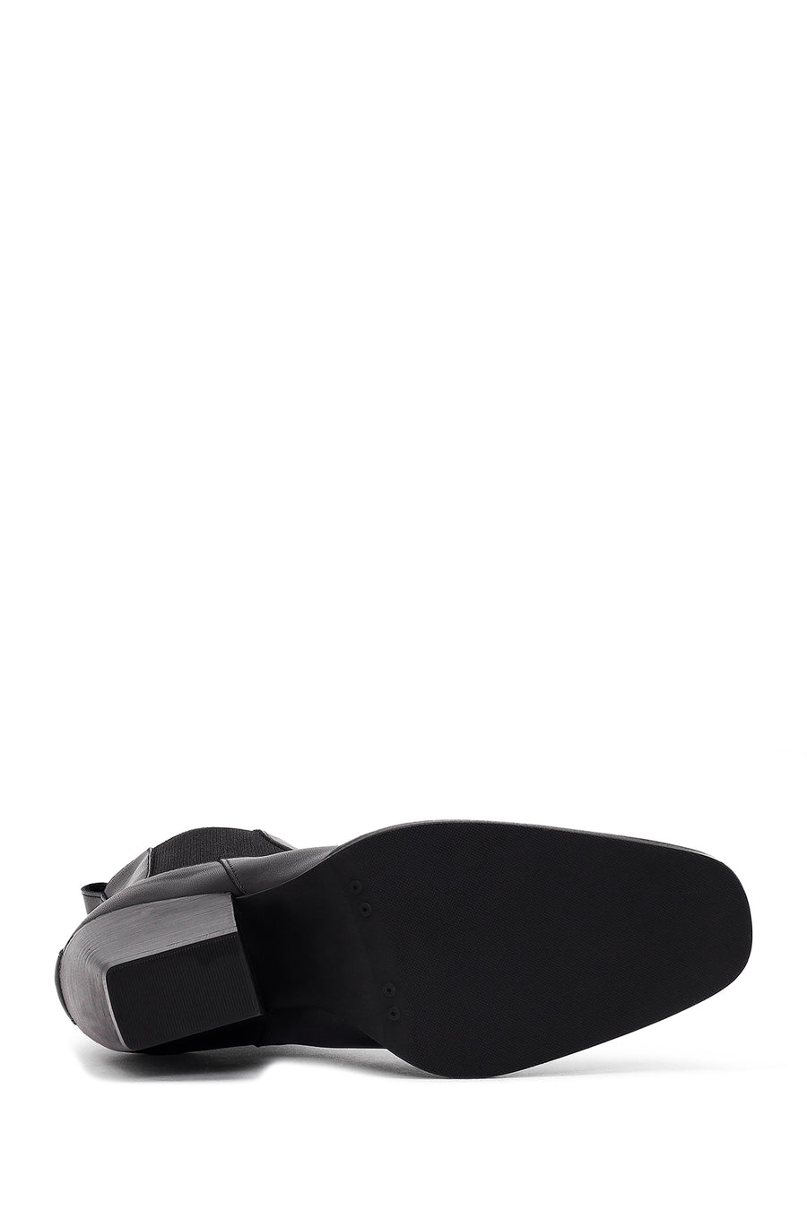 Women's Black Thick Heeled Leather Chelsea Boot