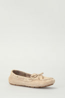 Suede Beige Women's Leather Loafer | Derimod