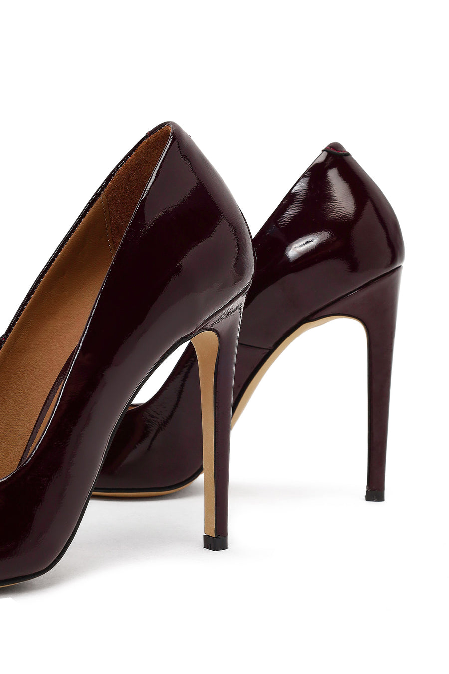 Kadın Bordo Yüksek İnce Topuklu Rugan Deri Stiletto