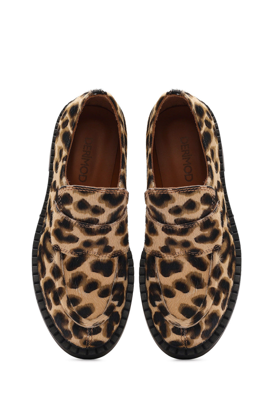 Kadın Leopar Deri Maskülen Loafer