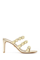 Woman Gold High Thin-Heeled Slipper | Derimod