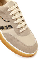 Women's Beige Lace-Up Thick-Soled Patterned Sport Shoe | Derimod