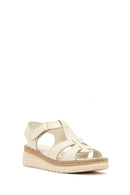 Women's Cream Thick-Soled Leather Comfort Sandals | Derimod