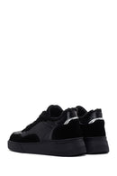 Women's Black Thick Sole Furry Leather Sneaker | Derimod