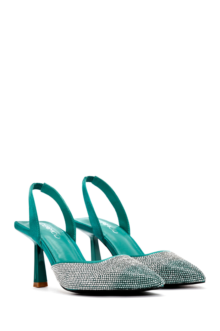 Women's Green Open Back Thin Heeled Shoes