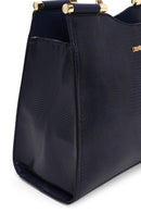Woman Navy Long-Strap Printed Classic Shoulder Bag | Derimod
