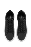 Male Black Lace-Up Thick-Soled Leather Sneaker | Derimod