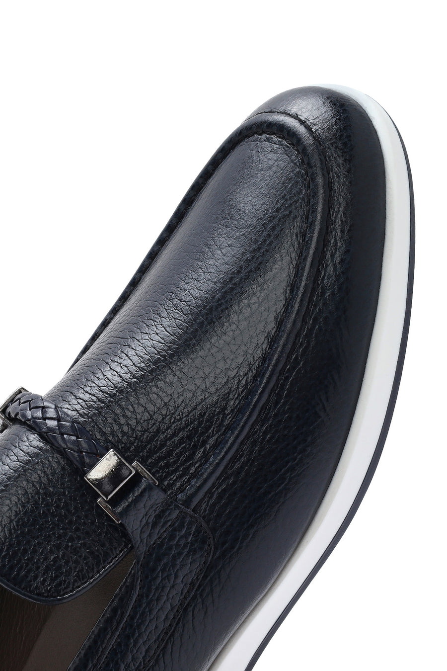 Men's Navy Blue Leather Casual Loafer
