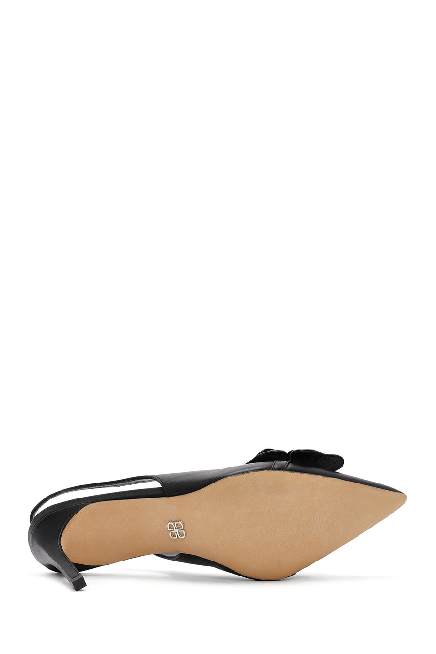 Women's Black Open-Back Heeled Leather Shoes