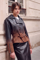 Soho Woman Brown Short Oversize Biker Suede Jacket | Derimod