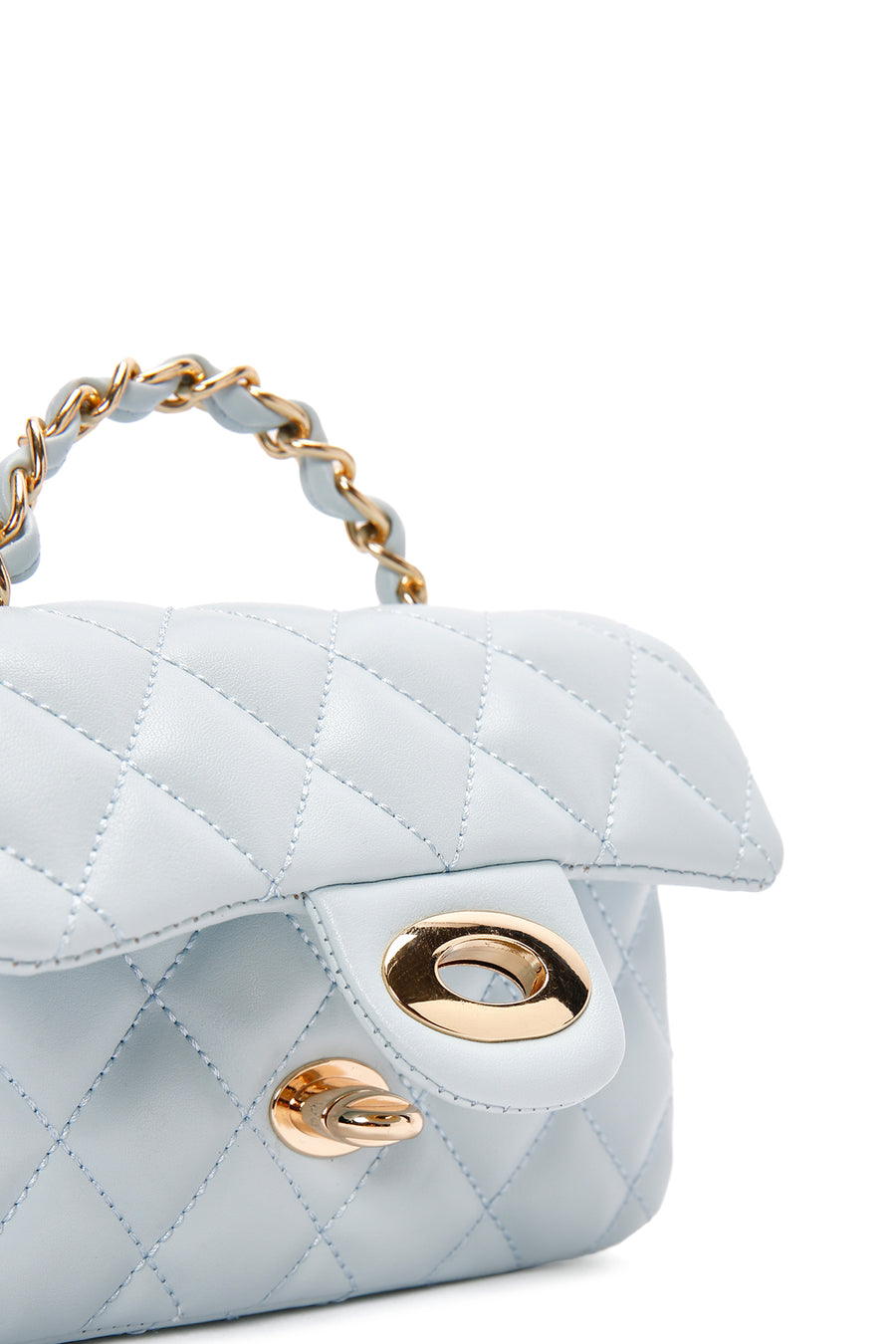 Women's Blue Long Strap Quilted Crossbody Bag