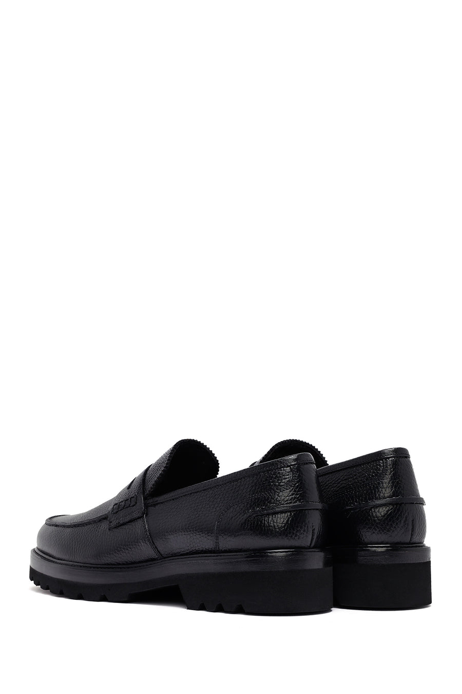 Male Black Leather Casual Loafers
