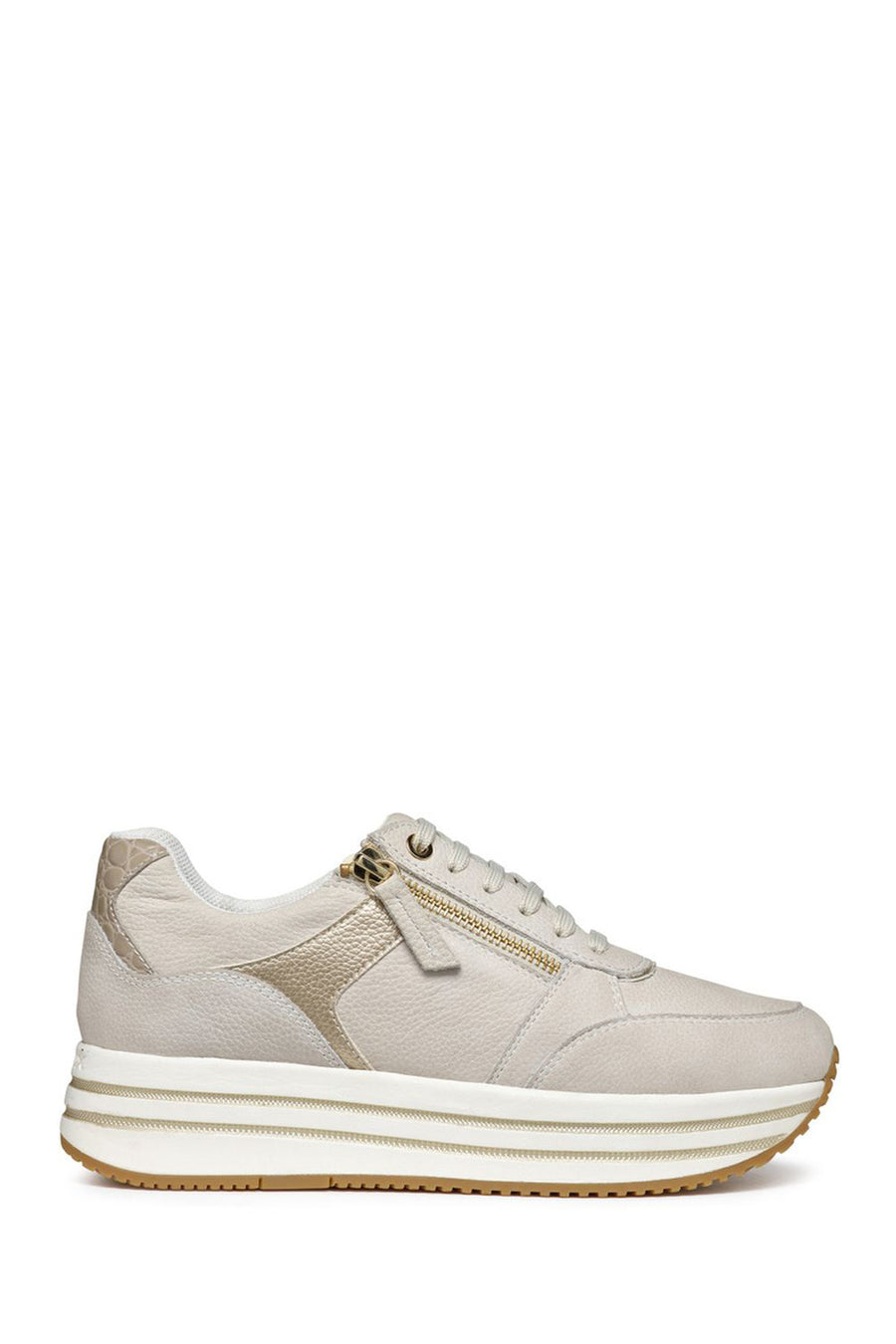 Geox Women's Beige Kency Thick Soled Lace-up Sneaker D36QHA0767BC1S2L | Derimod