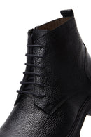 Men's Black Lace-Up Leather Zippered Casual Boots | Derimod
