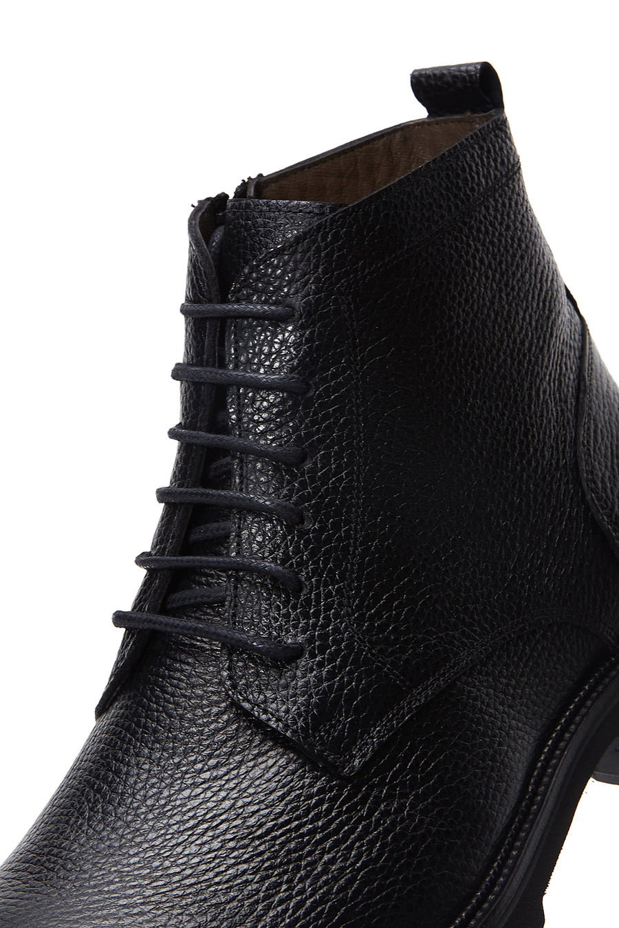 Men's Black Lace-Up Leather Zippered Casual Boots