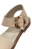 Women's Cream Buckled Leather Sandals | Derimod