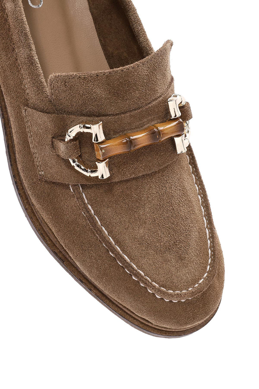 Kadın Taba Toka Detaylı Süet Deri Maskülen Loafer