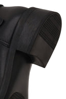 Woman Black Leather Biker Boots | Derimod