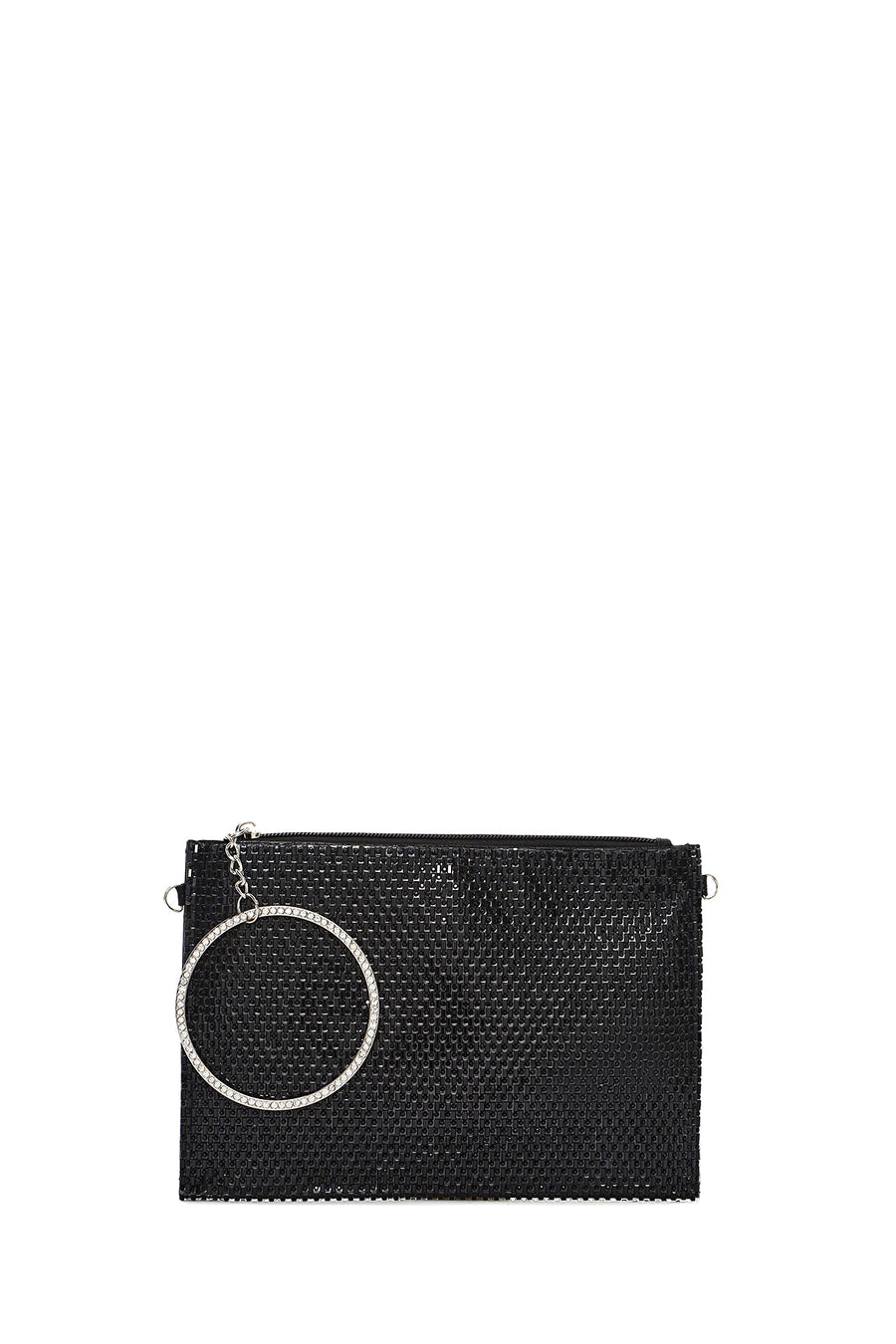 Women's Black Stone Long Chain Strap Evening Clutch Bag 25SBD2922TS | Derimod