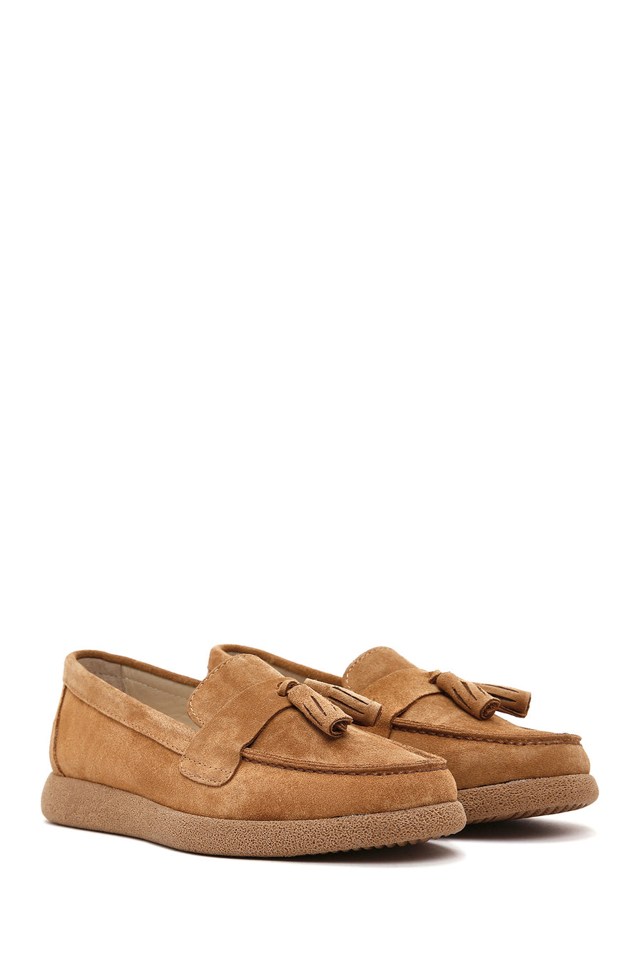 Women's Tan Suede Leather Comfort Loafer